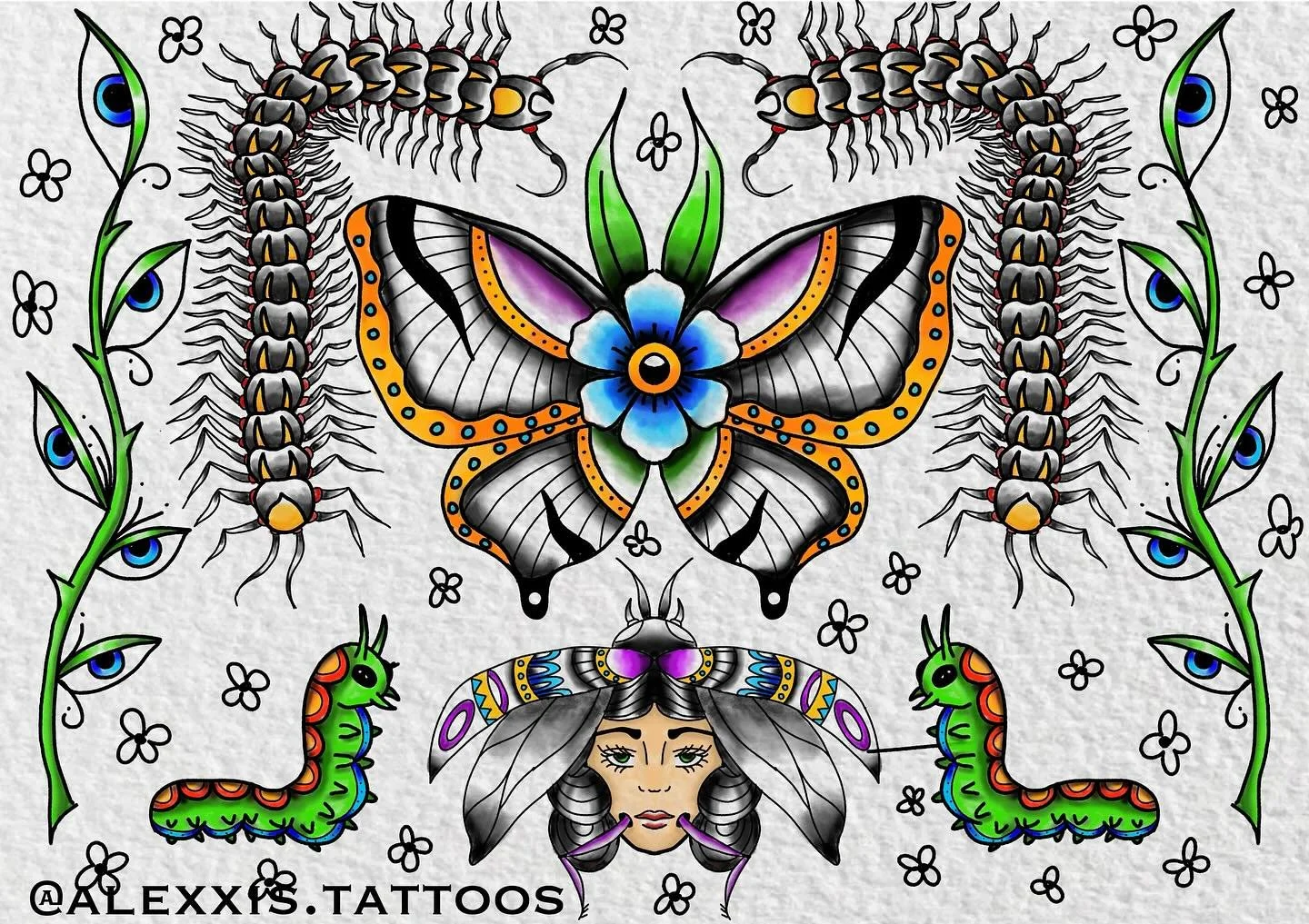 It&rsquo;s some buhgzz. 🐛🕷️🐞

#tattoo #tattooartist #flashtattoo #tattooflash #tattoos #denton #texas #northtexas #dfw #dallasmetro #americantraditionaltattoo #americantraditional