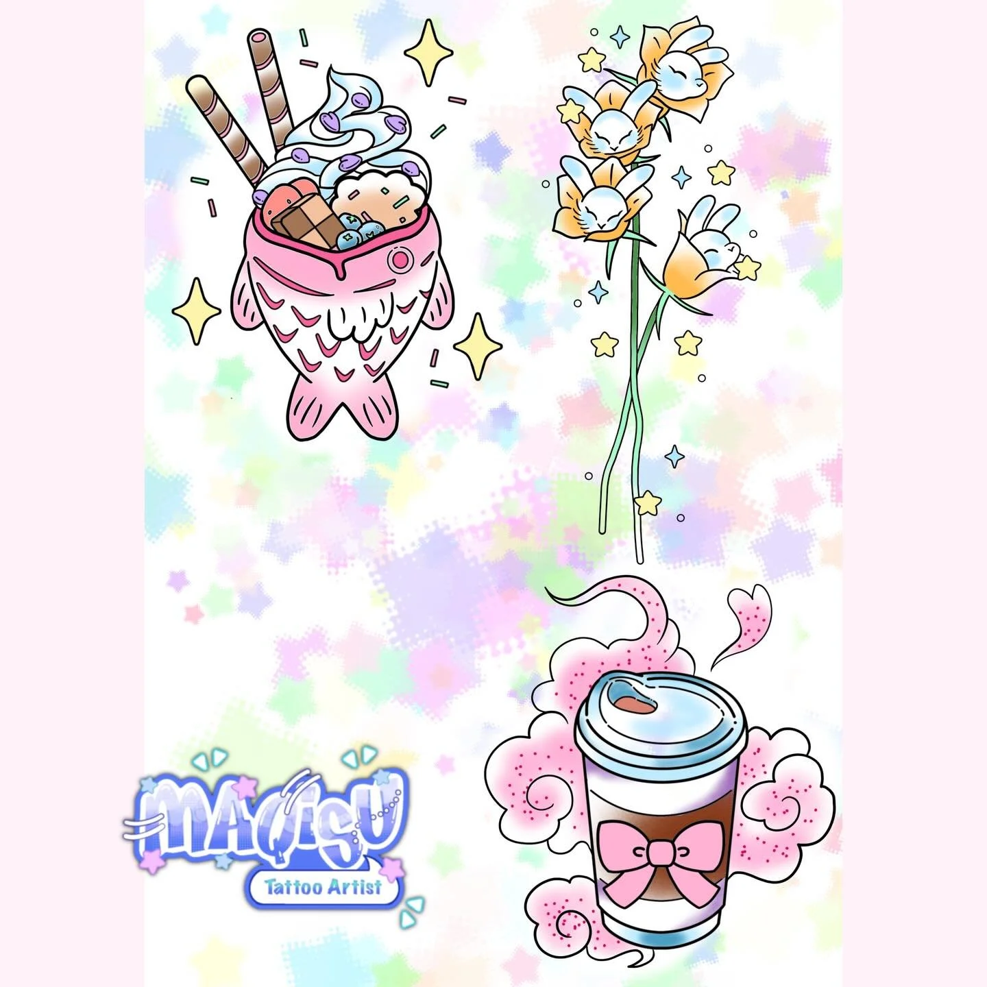 Here&rsquo;s some new flash I&rsquo;d love to do!!
-
Dm to booking an appointment! 
🌸booking march/april🌸
#flashtattoo #cutetattoo #dentontx #tattooartist