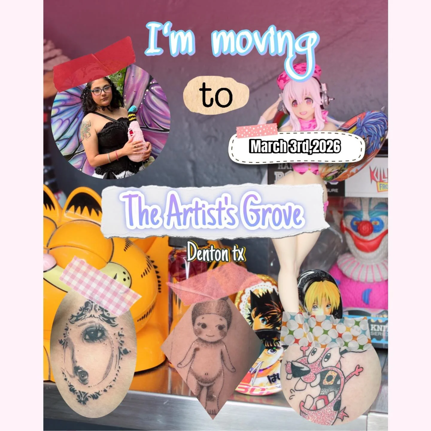 ✨ ANNOUNCEMENT ✨
-
Starting March 3rd, 2026 I will be moving to @theartistsgrove !!! 🩷 
-
I&rsquo;m excited to start my new journey and to take returning and new clients!
-
Thank you to the Lizards ink crew for having me, I had a good time and am th