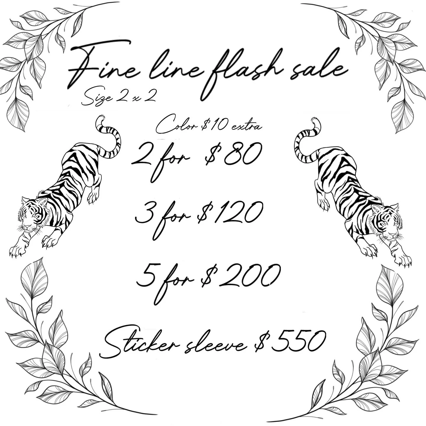 FLASH SALE 
I have too many tiny needles for tattoos that I wanna try to get through so they don&rsquo;t go to waste! 
Sizing for these will be 2x2 but can be a little larger or smaller if need be 
Color is $10 extra for each tattoo that color is add