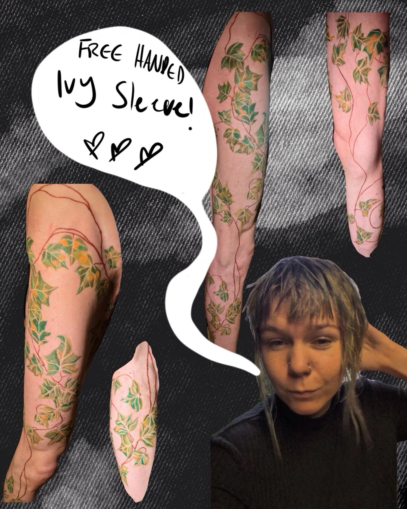 Many many leaves later we&rsquo;ve got a filled up leg full of ivy
.
.
.
#tattoo