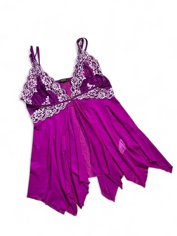 purple lace open front tank