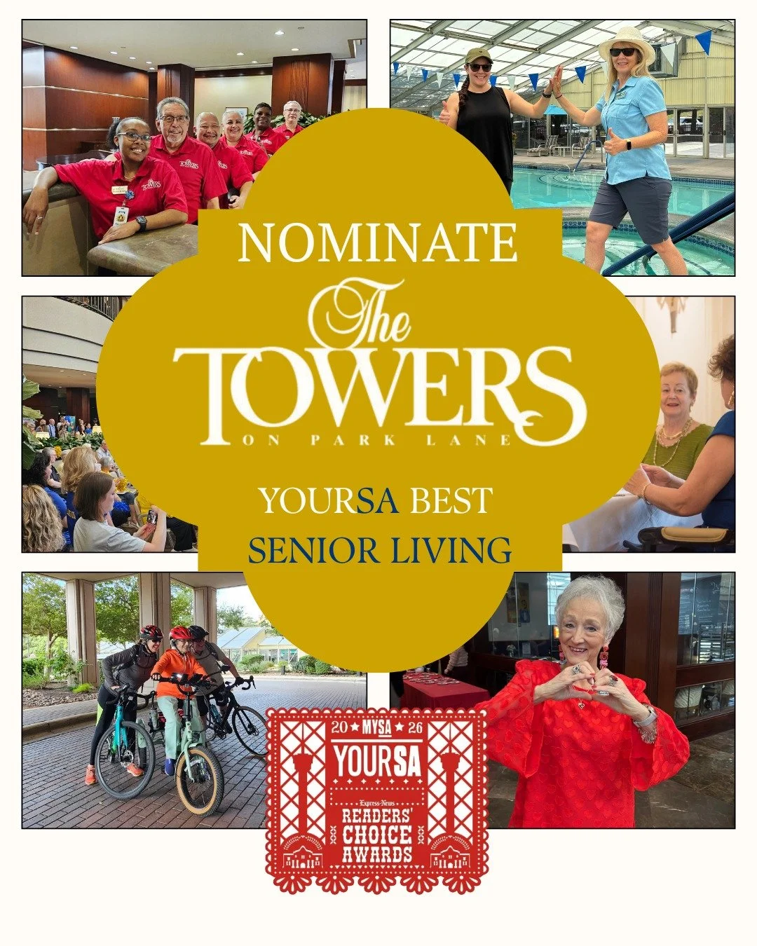 Nominations are open for the 2026 @expressnews Readers Choice Awards! Nominate @thetowersonparklane for Best Senior Living in San Antonio! Link is in the bio. Thank you!