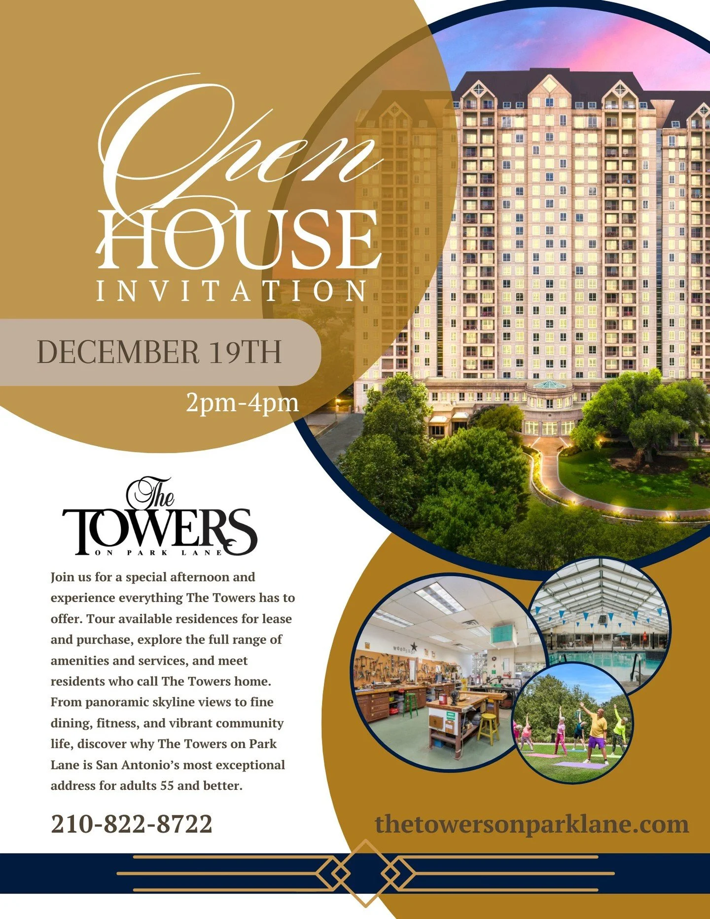 Have you seen what truly Elevated Independent Living has to offer? We can't wait to show you.

Join us Friday, December 19th, from 2-4 for a tour of amenities, available apartments, and acres of gardens of The Towers on Park Lane. 

Stroll the dining
