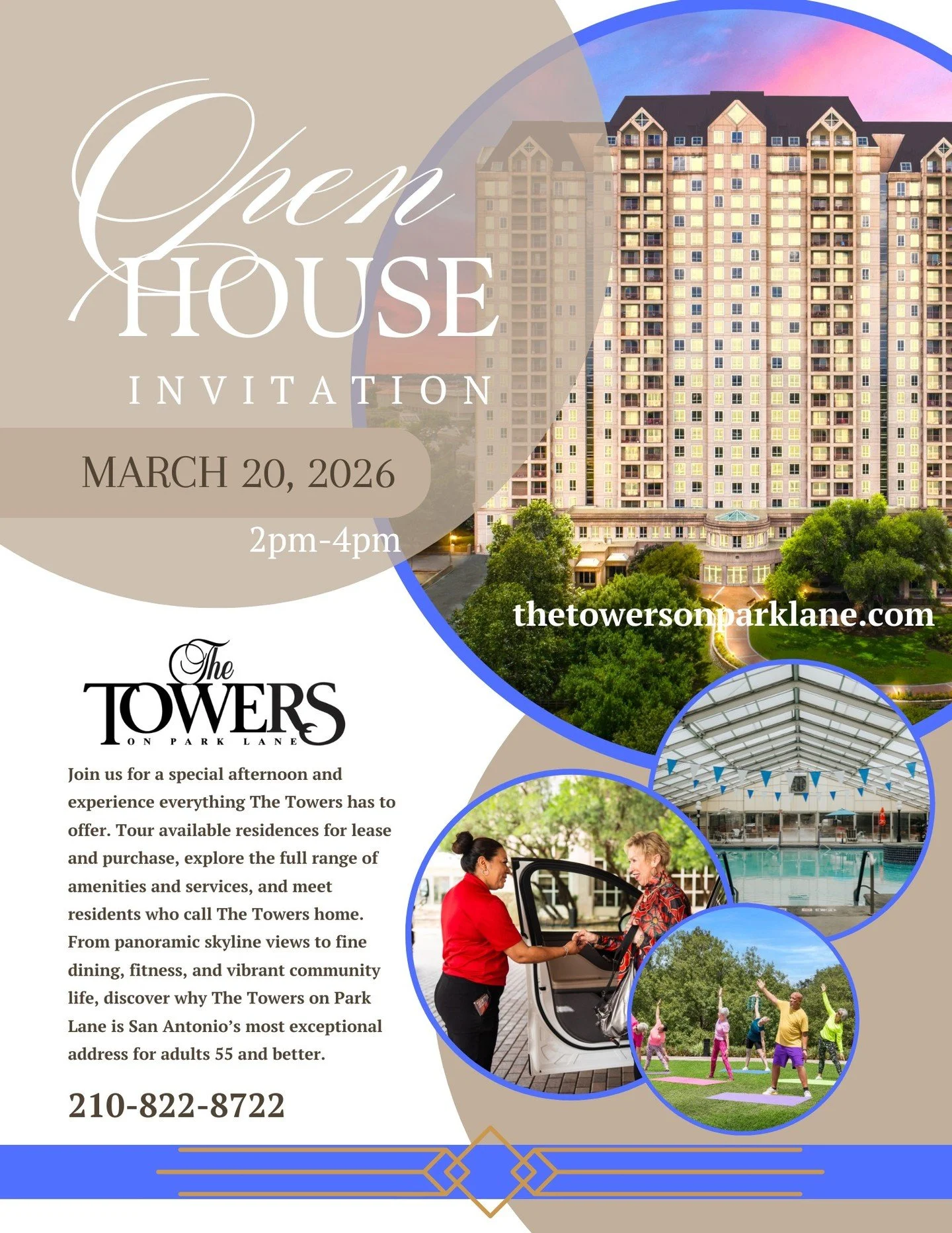 Join us for a special afternoon and experience everything The Towers on Park Lane has to offer. Tour available residences for lease and purchase, explore the full range of amenities and services, and meet residents who call The Towers home. March 20t