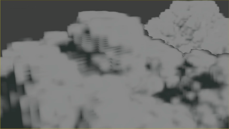 A 3D animation software workspace showing orange sphere particles falling into a modeled internal component of an eSpring E3 filter.