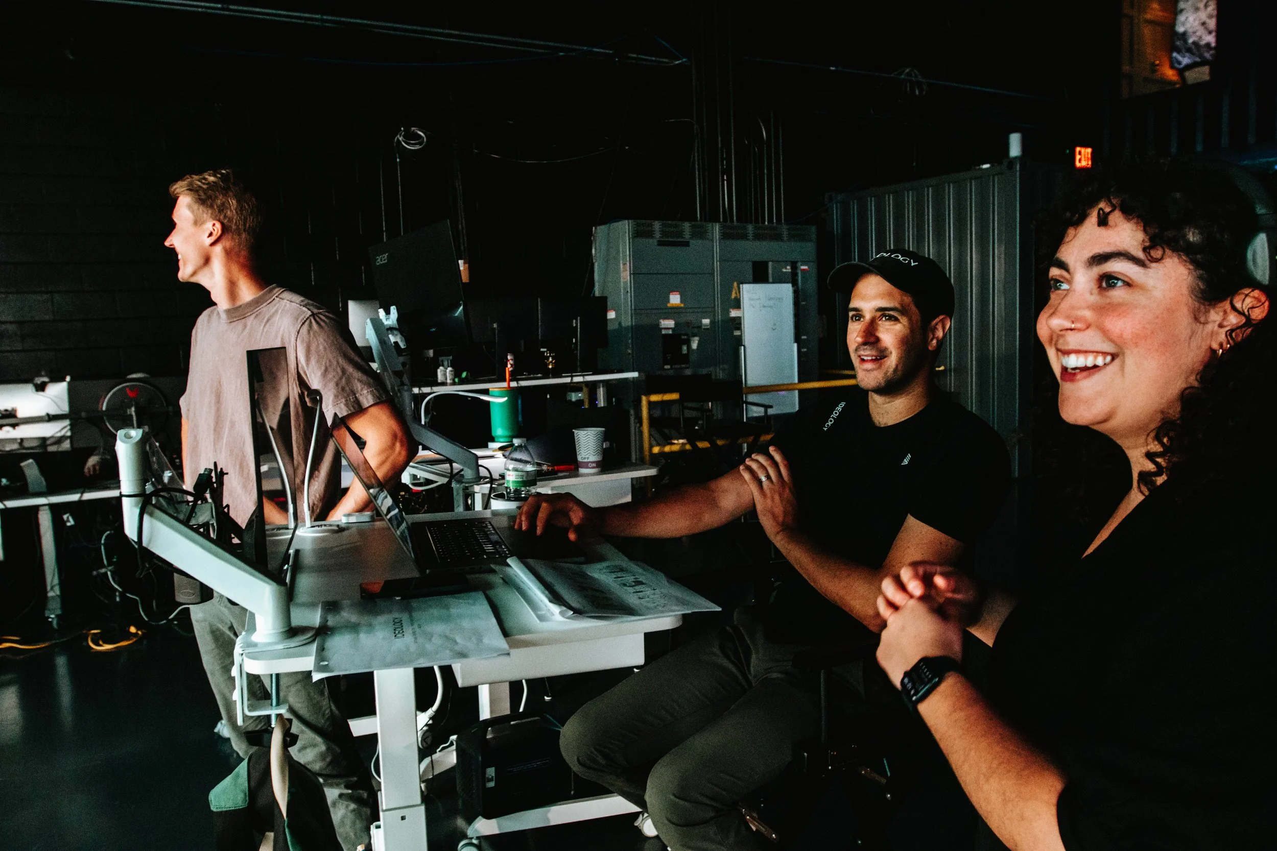 Behind-the-scenes photo from the Amway Traceability Tool shoot in a studio setup.