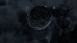 Animated GIF showing dirty water entering an eSpring E3 carbon filter and flowing out clear and clean.