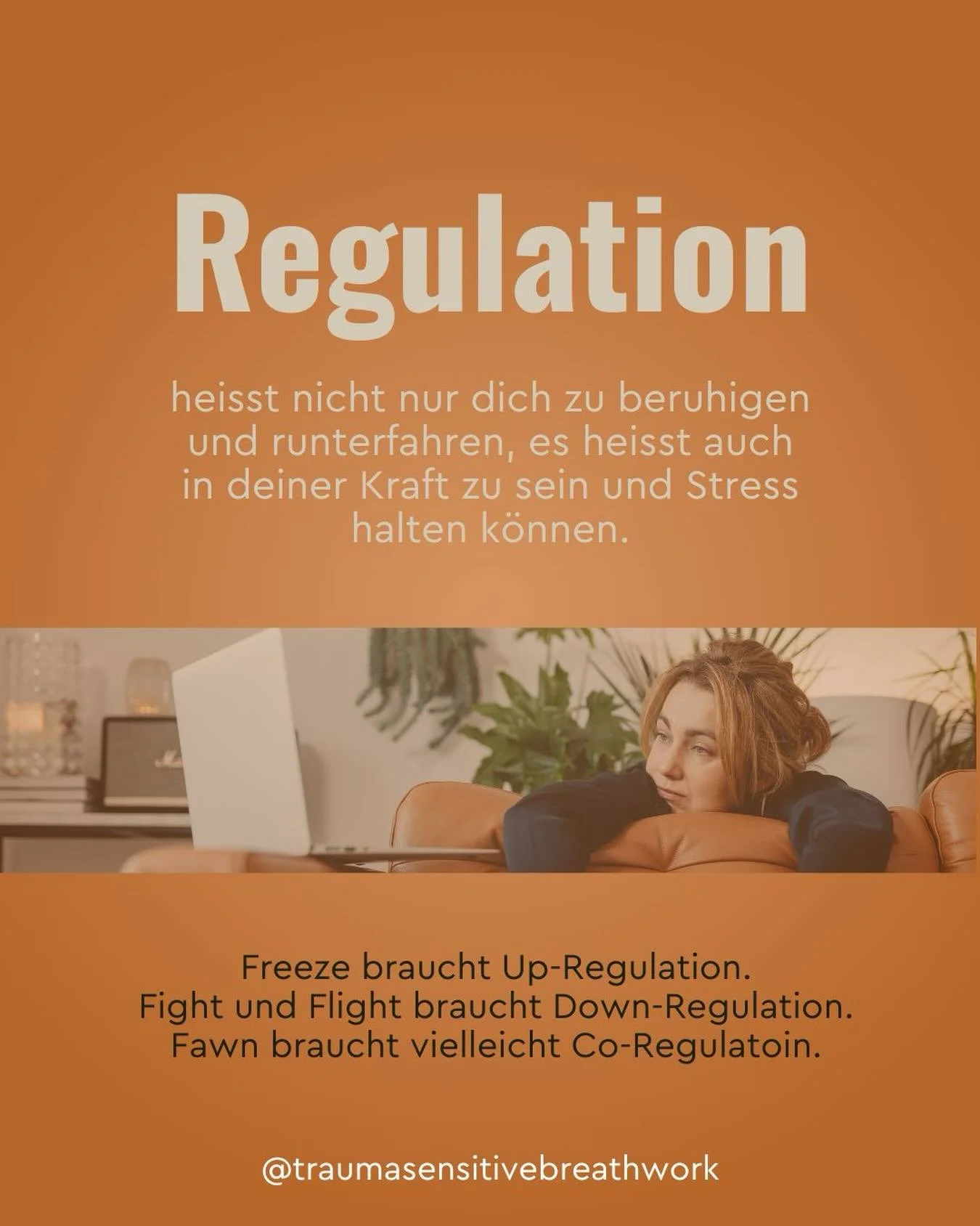 Regulation heisst nicht einfach beruhigen, sondern soll dich auf viele verschiedene Arten wieder zur&uuml;ck zu dir bringen. Nicht in jedem Trigger braucht man Runterfahren, weil gewisse Systeme sind schon Kollabiert - da braucht es eher ein &sbquo;H