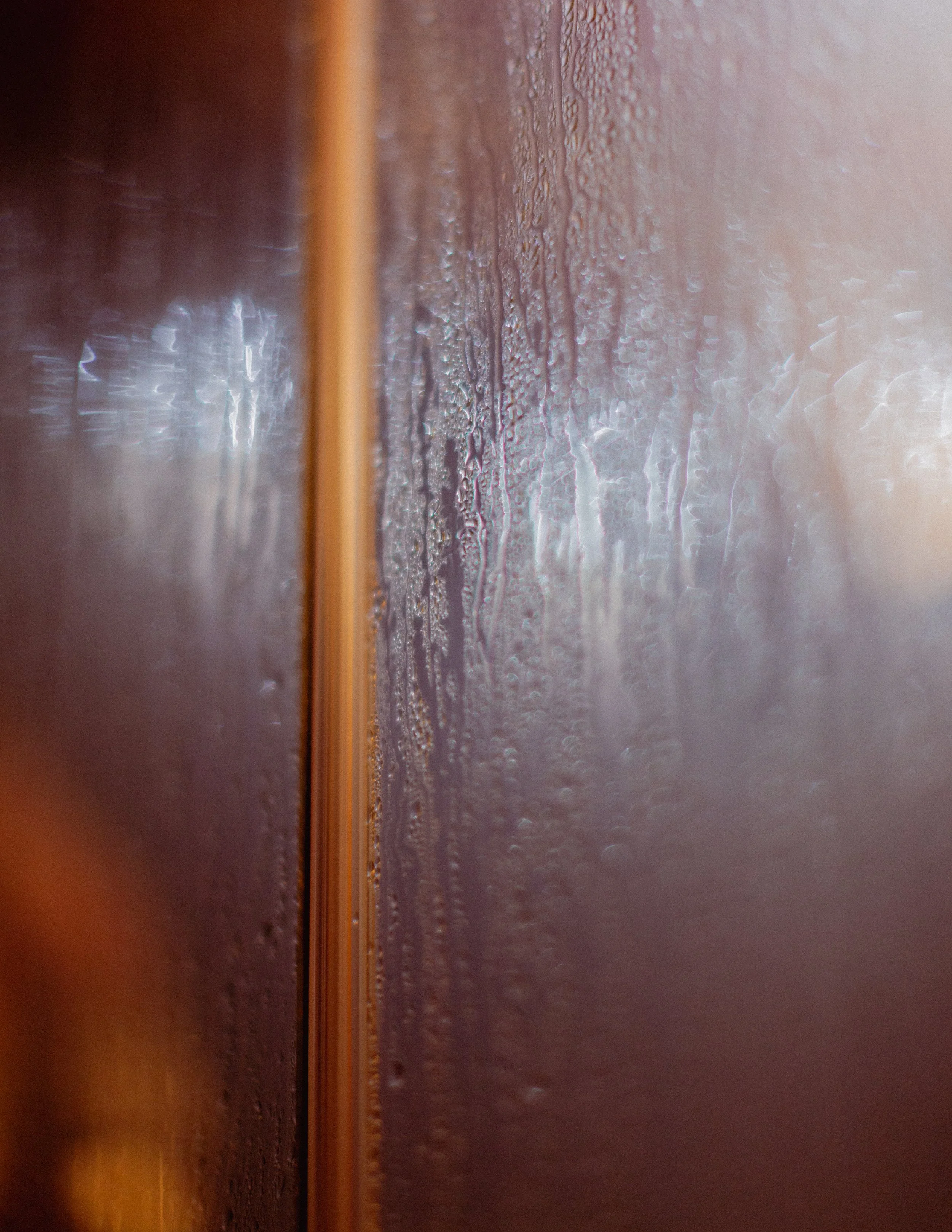 close up of steam room window