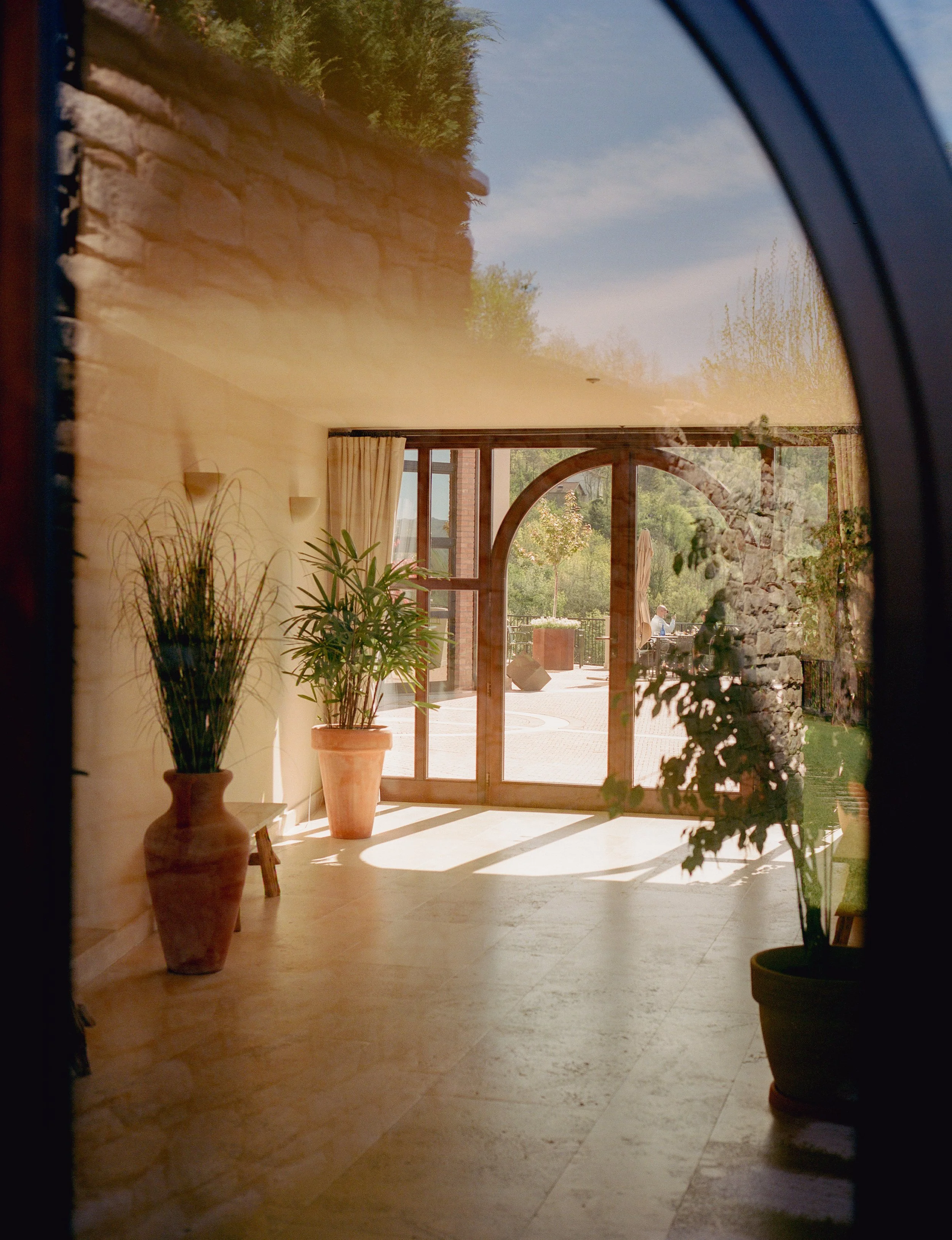 Hotel window with relfections