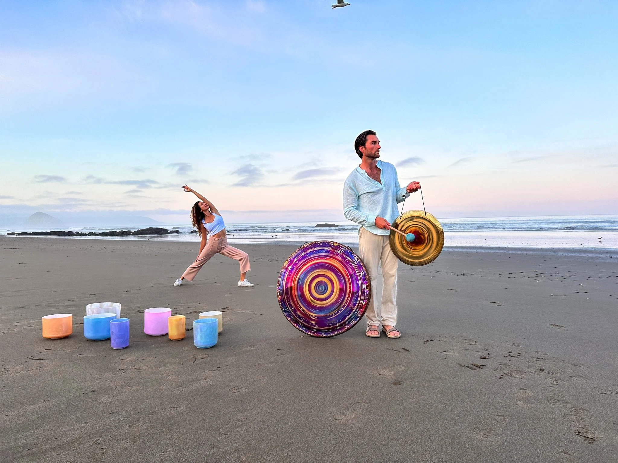 sound and yoga on beach