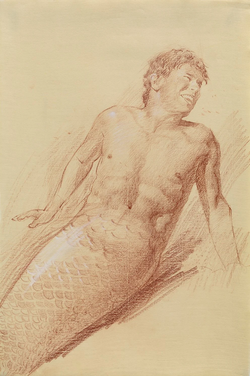 Merman (Anthony Goicolea), 2025, chalk on paper, 19 x 12.5 inches