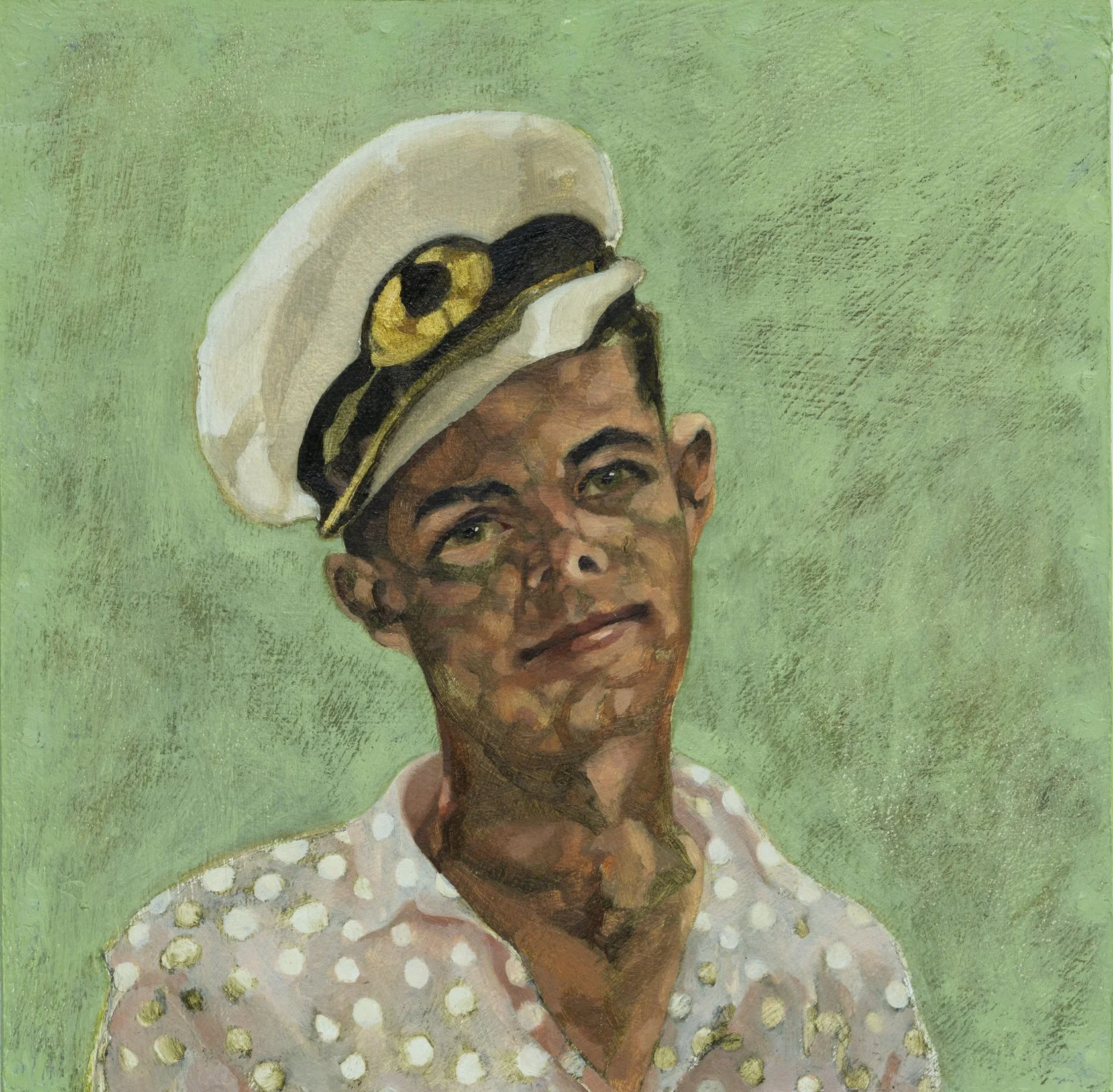  Saga Sailor  (From the Days of Snow series) (2025), 8 x 8 inches, oil on hardboard