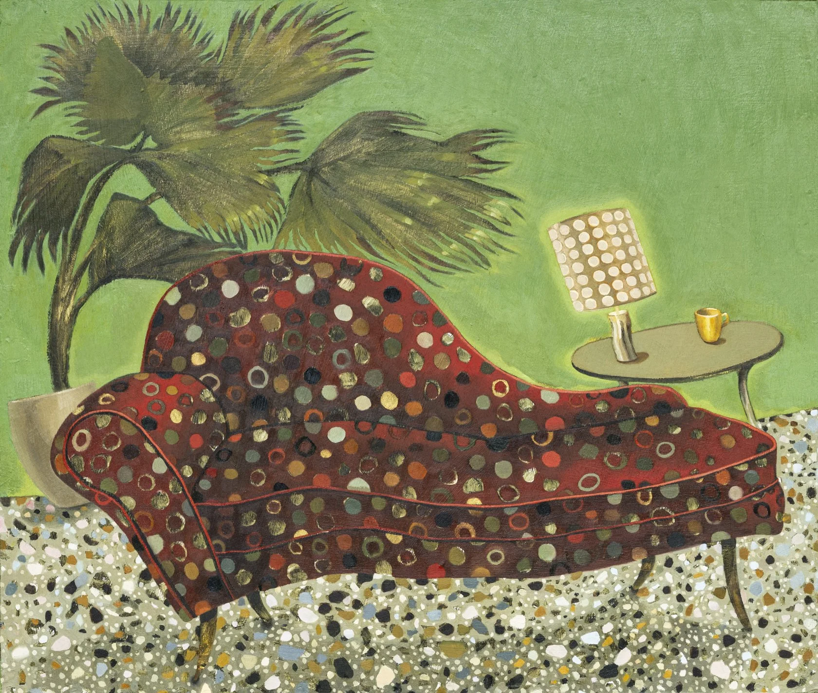  Surfing Scarlet  (2025), 17 1/2 x 15 inches, oil on hardboard