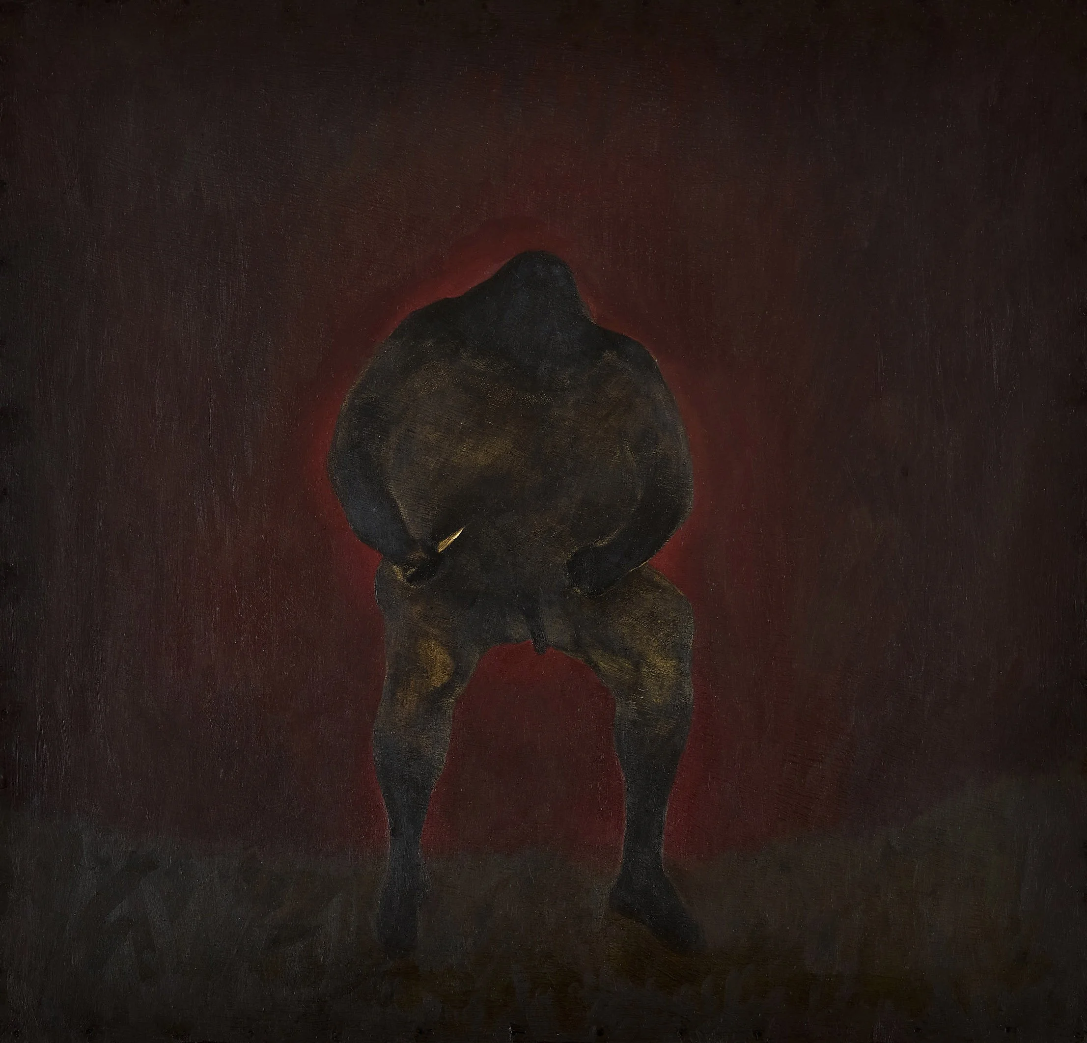  Bandit State, S.O.E., P.D.O., S.O.S 
(2026),
18 ¾ x 17 ¾ inches,
Oil on hardboard
