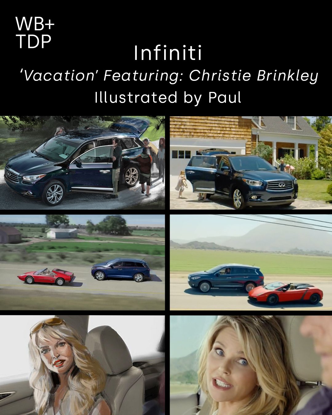 @infiniti 'Vacation, featuring: Christie Brinkley' Illustrated by #wbtdp artist, Paul.