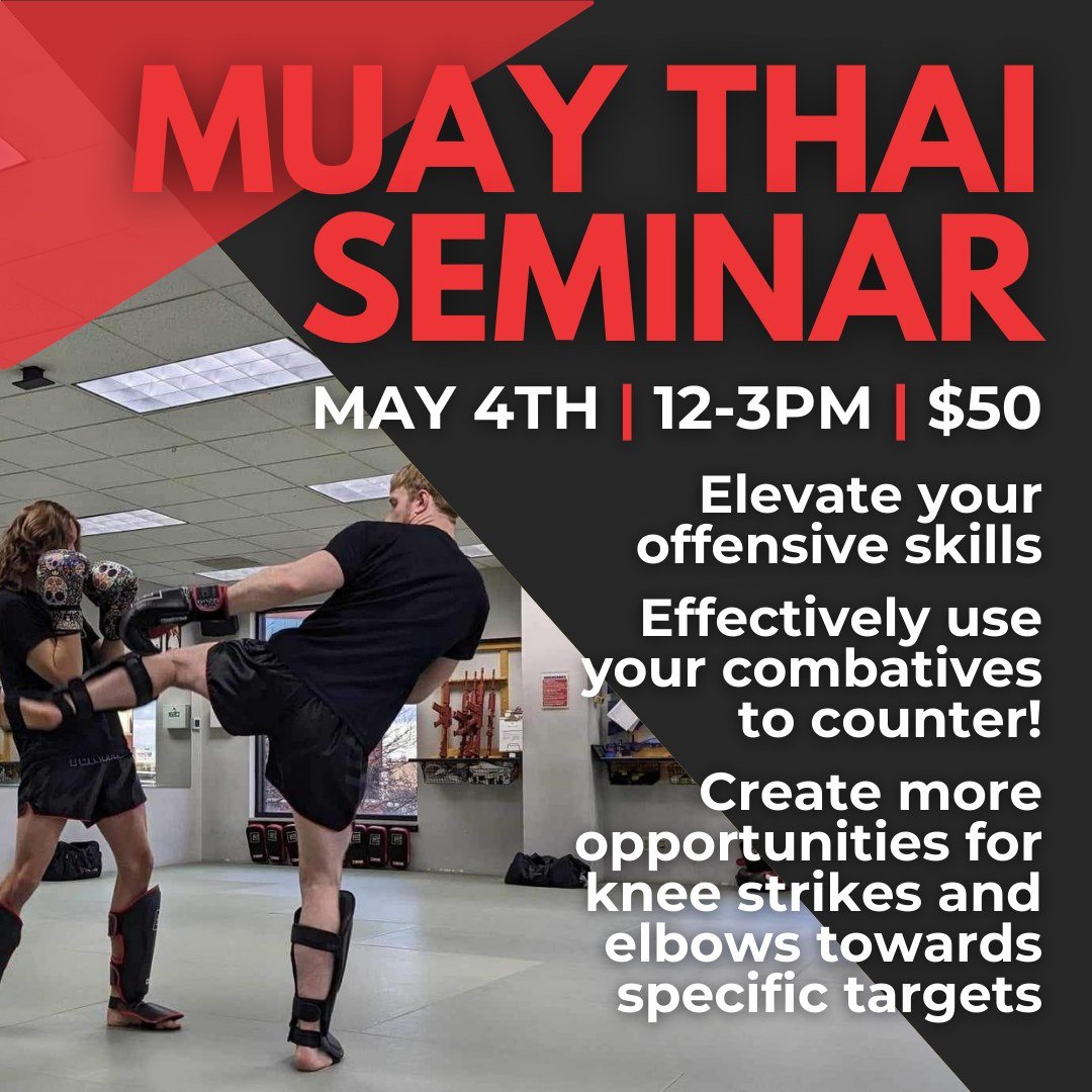 We are STOKED for our first Muay Thai seminar of the year!!!

Join us on MAY 4TH from 12-3pm to learn from 2 Muay Thai experts in the Fox Cities, Charlie and Stephen, as they provide techniques and concepts to increase your skills!

Whether you are a