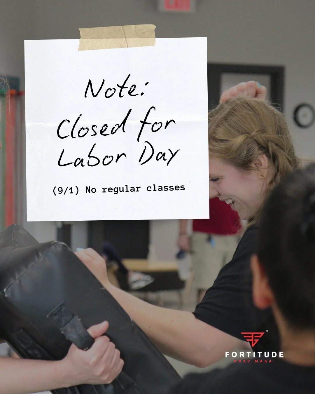 In ONE week, we will be closed for Labor Day (Monday, 9/1)! We will be closed for our regular classes and business hours.

We will be open for our weekend classes beforehand and will reopen on Tuesday!