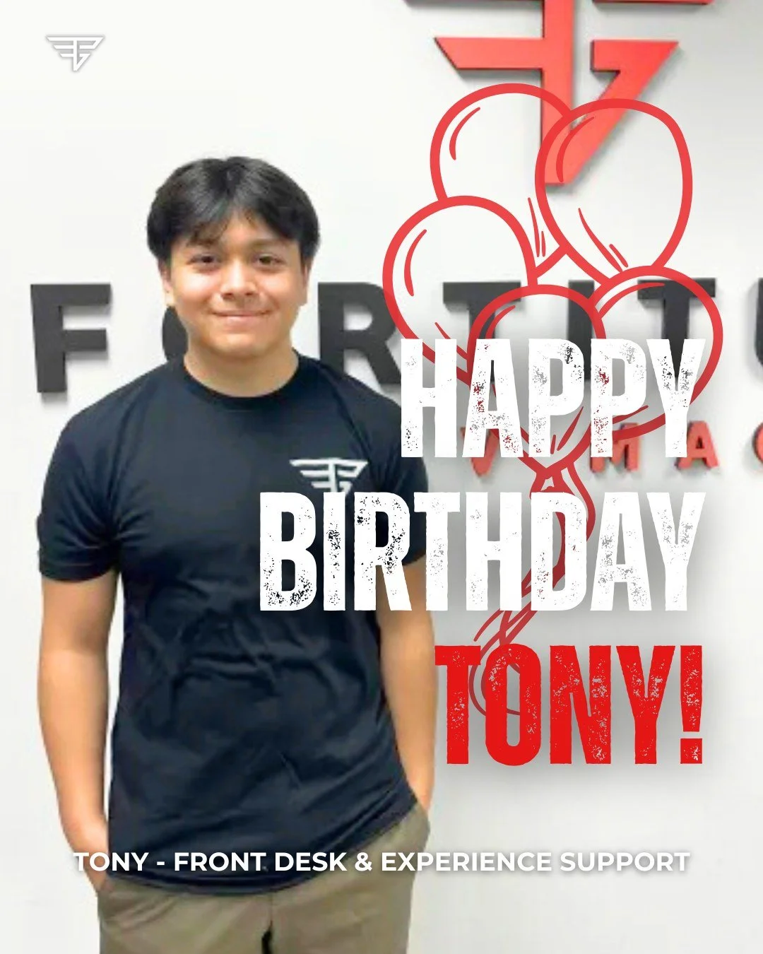 Happy Birthday to our Front Desk Support, TONY!

He's our newest staff member and has been a part of our front desk team for a few months. He loves connecting with members and has been recently enjoying Muay Thai! He always comes in with a smile on h