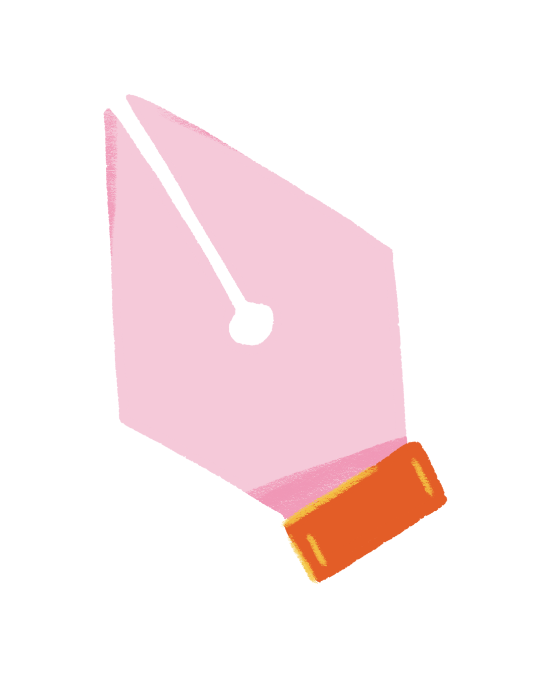 A pink rectangular box with a small orange bar at the bottom, viewed at an angle.