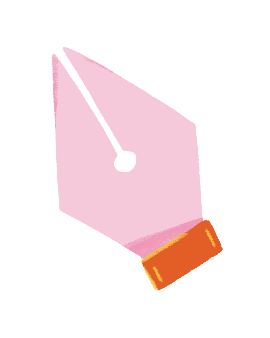 A pink rectangular box with a small orange bar at the bottom, viewed at an angle.