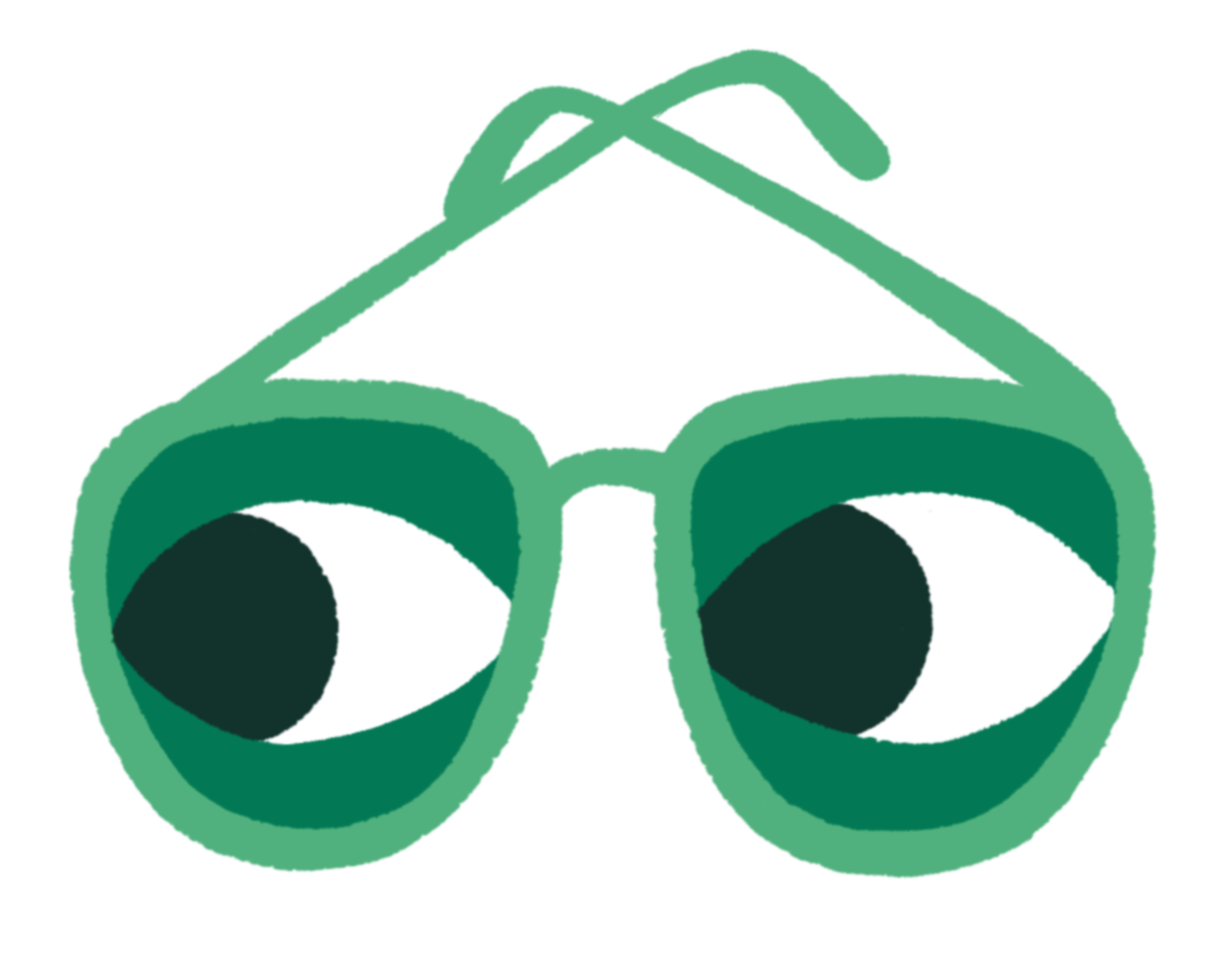 A pair of teal binoculars with large black and white lenses, viewed from the front.