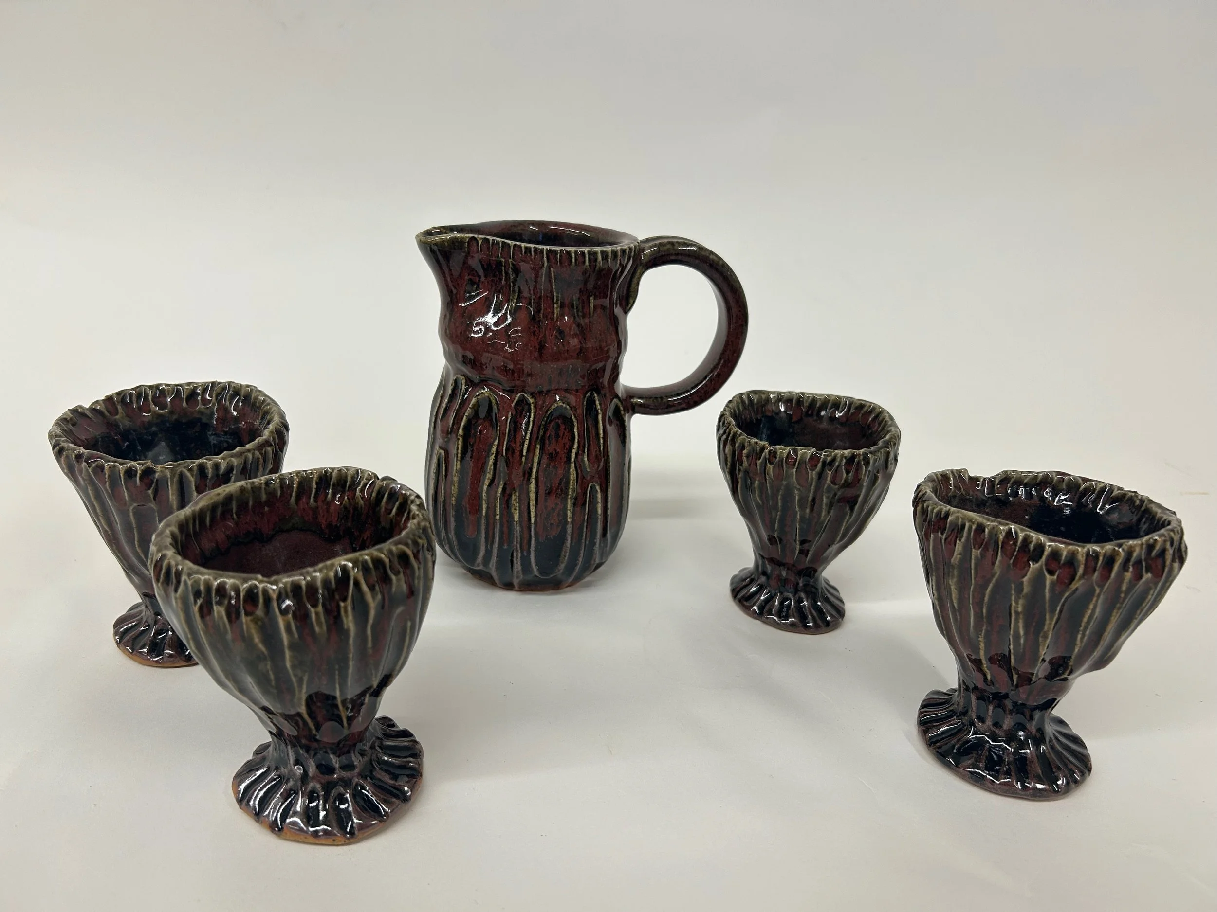 Pitcher and Goblets Set - Stoneware fired in Cone 10 Reduction - 2025