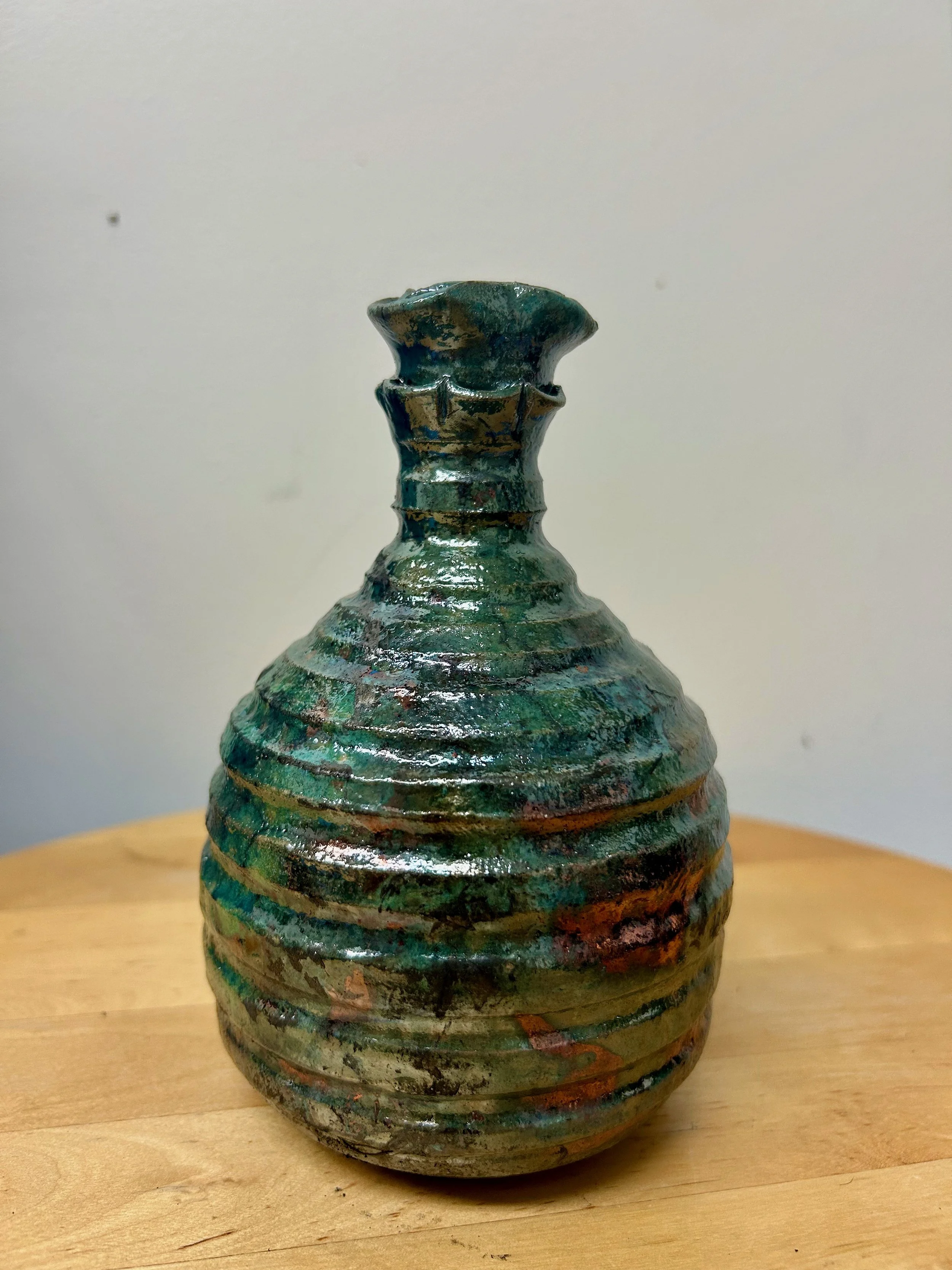 Flower-tipped Vase - Raku Fired Vessel - 2026