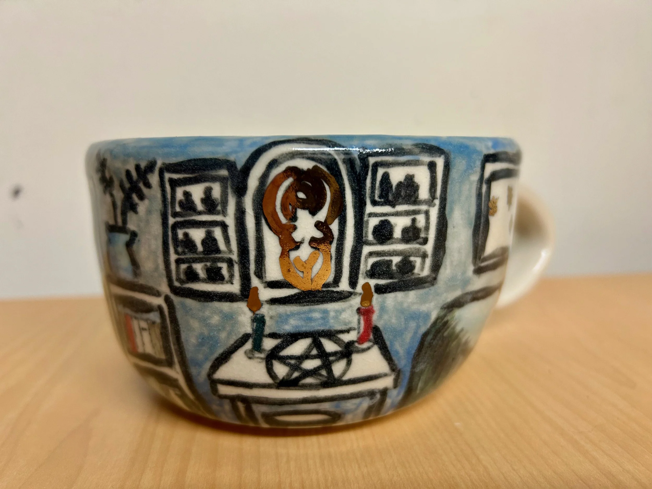 Solitary Witch Soup Mug side 2 - Stoneware fired in Cone 6 Oxidization - 2023