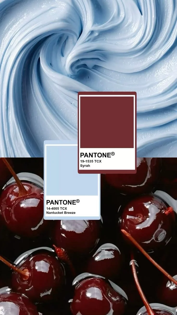 Sky blue and maroon wedding colour palette, Pantone Nantucket Breeze and Syrah