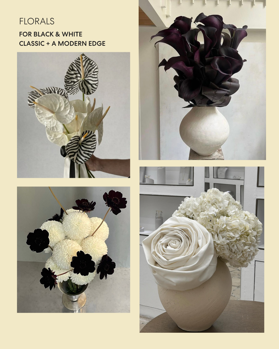 "black and white wedding theme ideas," "modern wedding colour palette NZ"