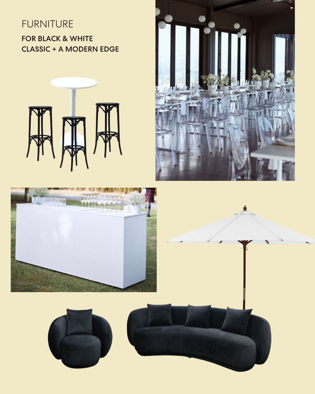 "black and white wedding theme ideas," "modern wedding colour palette NZ"