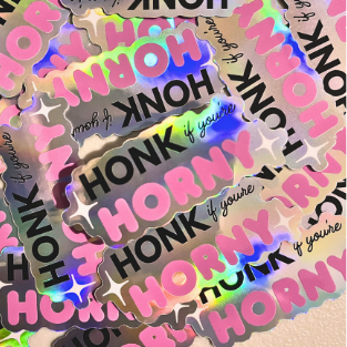 Honk if your horny: holo vinyl sticker