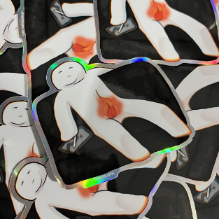 Crotch fire: holo vinyl sticker