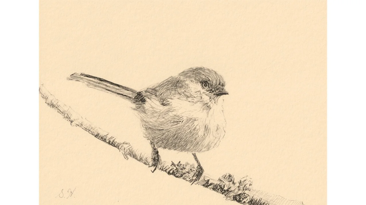 Bushtit 5"x7" - Click for sound 🎶✨