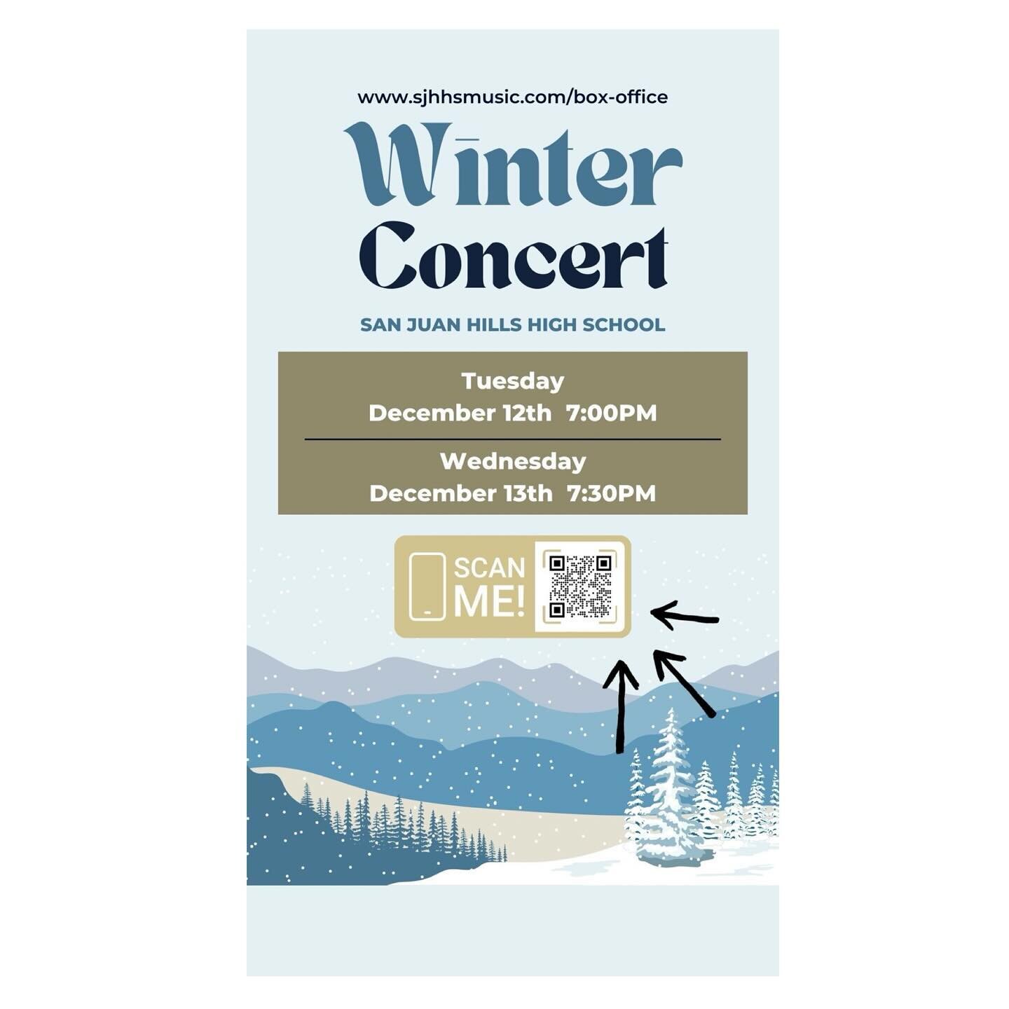 ❄️🎶Don't miss out on our dazzling SJHHS instrumental music Winter Concert tonight and tomorrow! 🎻🎶 Limited tickets still available for Tuesday and Wednesday &ndash; grab yours now for an unforgettable night filled with musical brilliance! 🎺