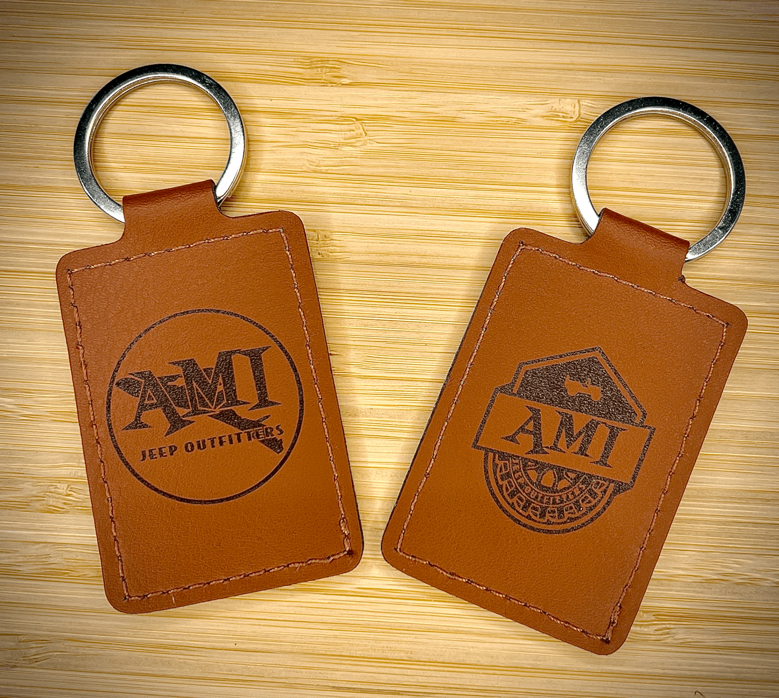 AMI Logo Leather Keychain