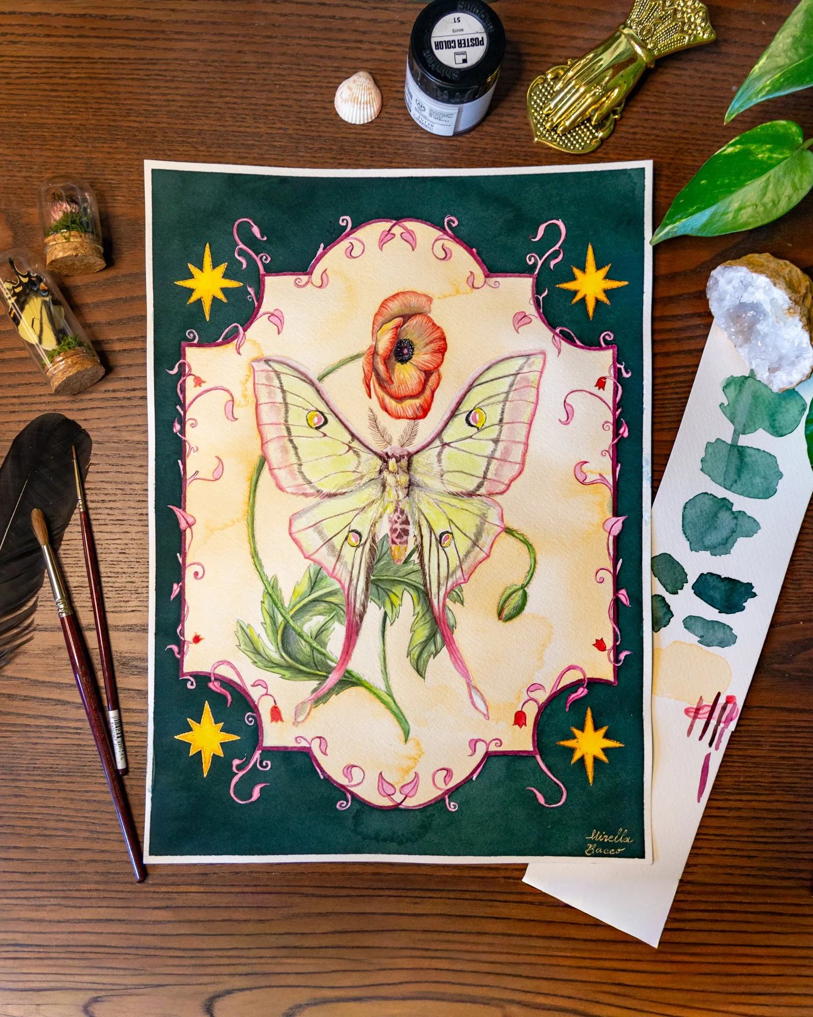 "Moth & Poppy Magic" - Original Painting
