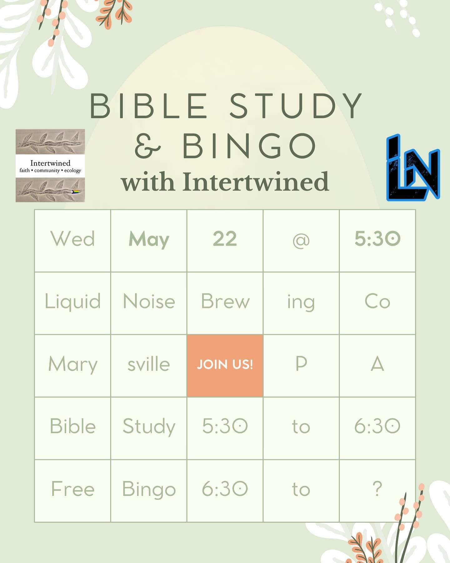 Join us Wednesday at 5:30pm for a Bible Study, then stay for the weekly Liquid Noise bingo game at 6:30! What questions do you have about the Bible that you&rsquo;ve never asked? Are there any passages you find challenging? How did this collection of