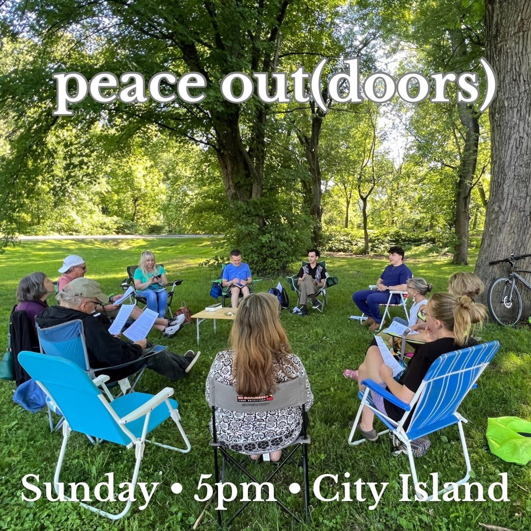 Peace Out(doors) offers an opportunity to pause, pray, and reflect in an outdoor setting. It is a short gathering that includes silence, prayer, sacred readings, and reminds us of our connection to the earth and one another. Peace Out(doors) is kid-f