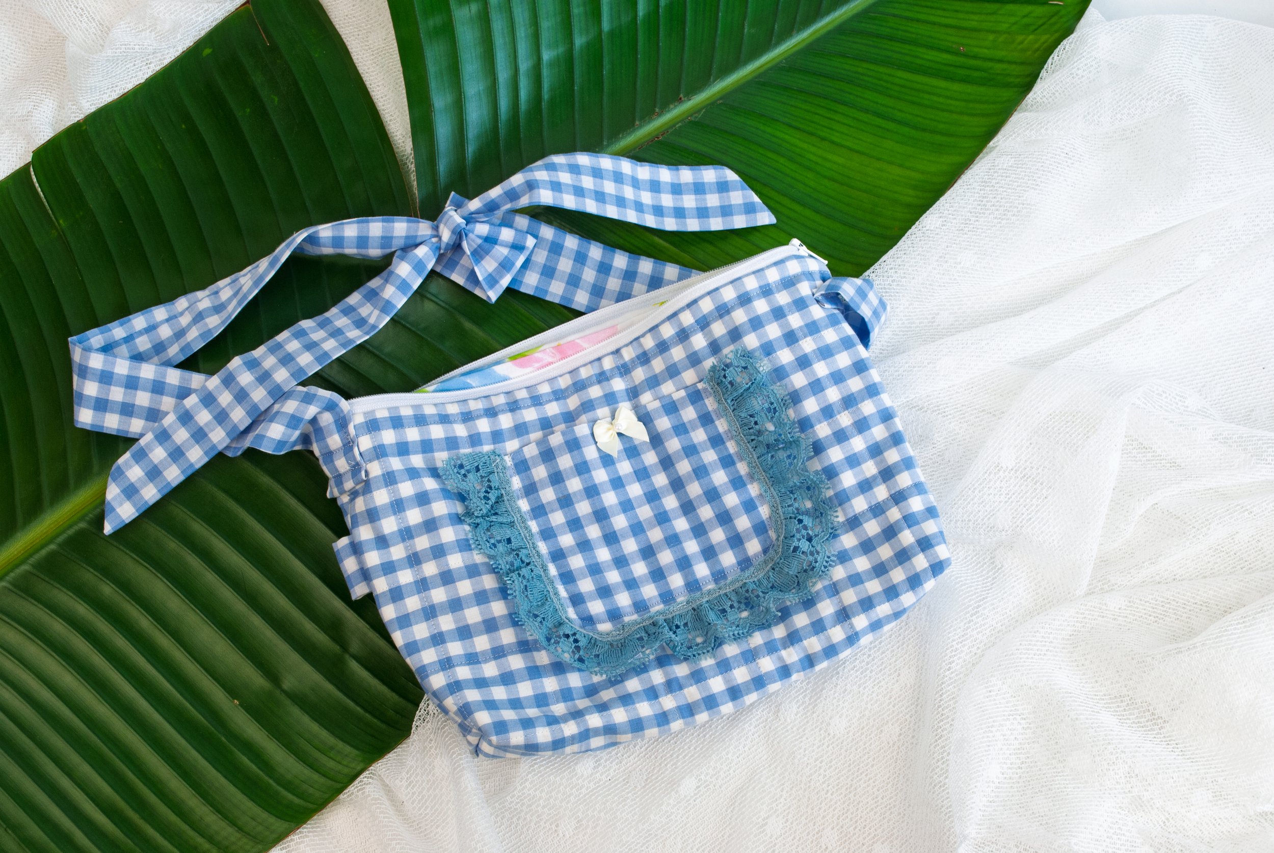 Blueberry Gingham Small side Bag