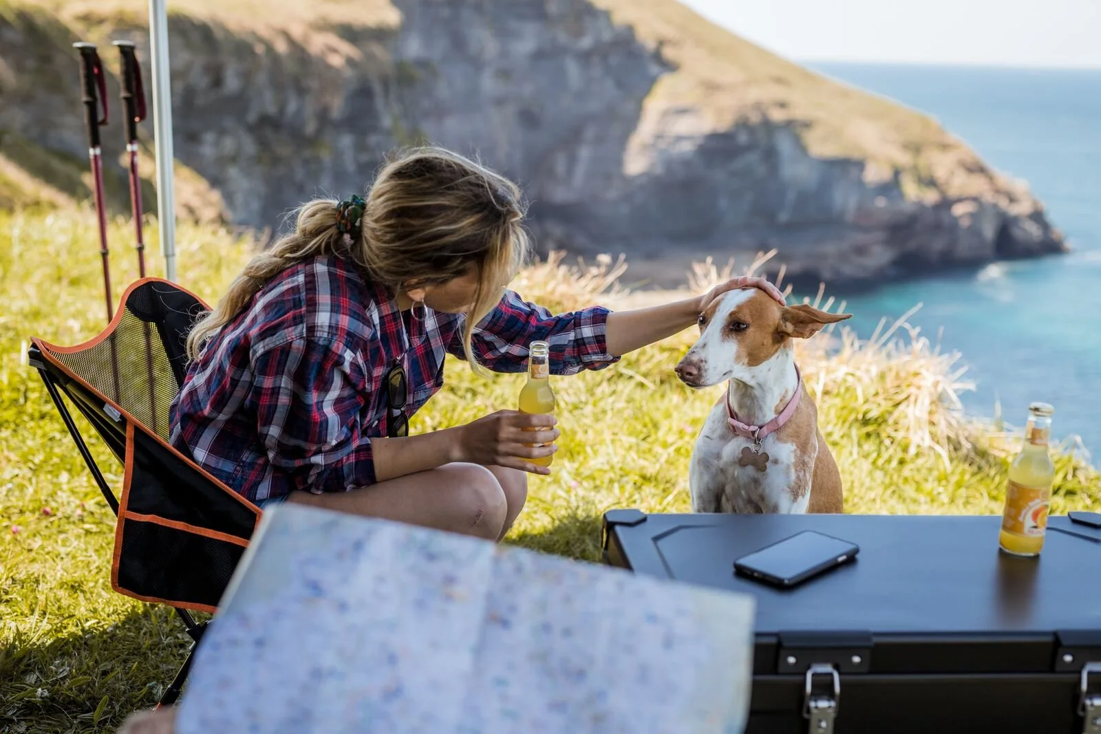 Clifftop shelter with wind out campervan awning | Fiamma | Cornwall