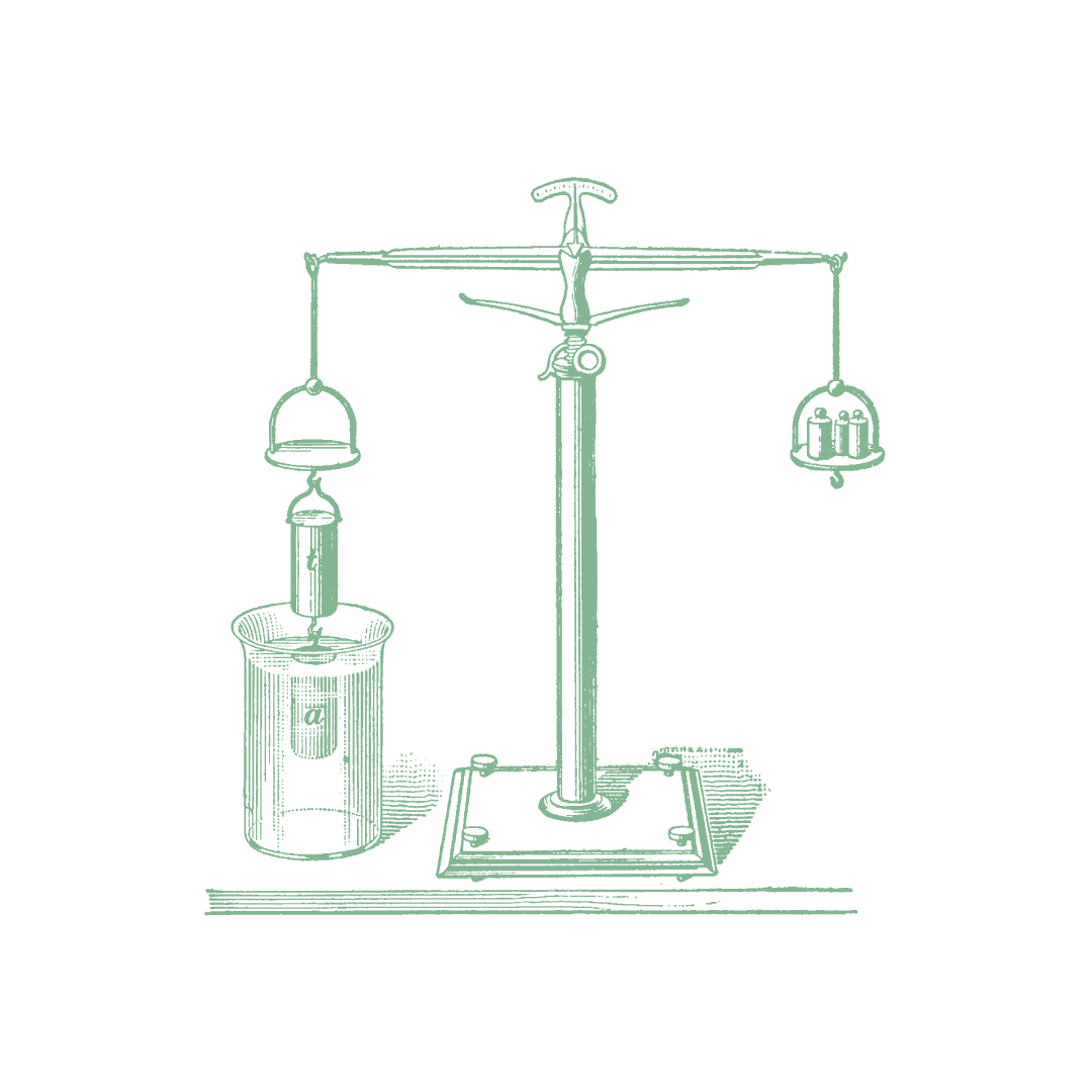 A vintage patent drawing of a balance scale with two hanging containers and a container below one side to weigh liquids.