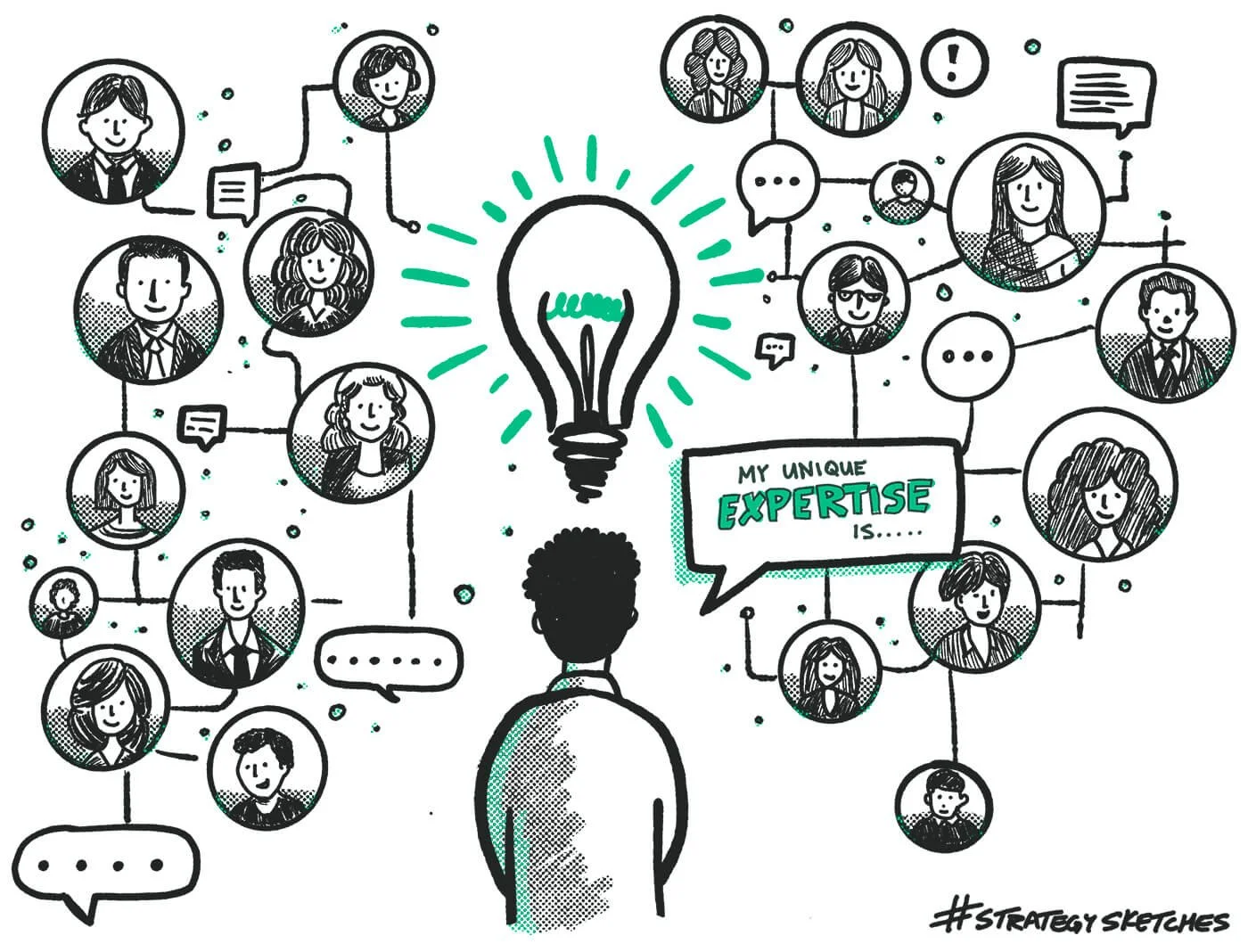 sketch of a person strategizing their expertise