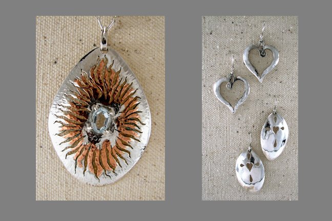 Topaz, Copper and Sterling Pendant
Sterling Silver Earrings