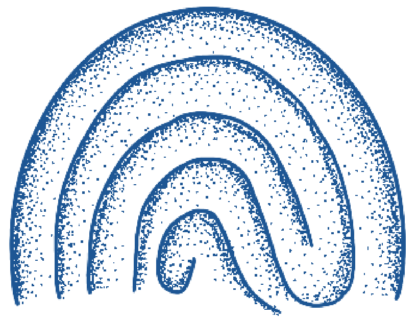 An abstract illustration of a fingerprint in a blue stippled style.