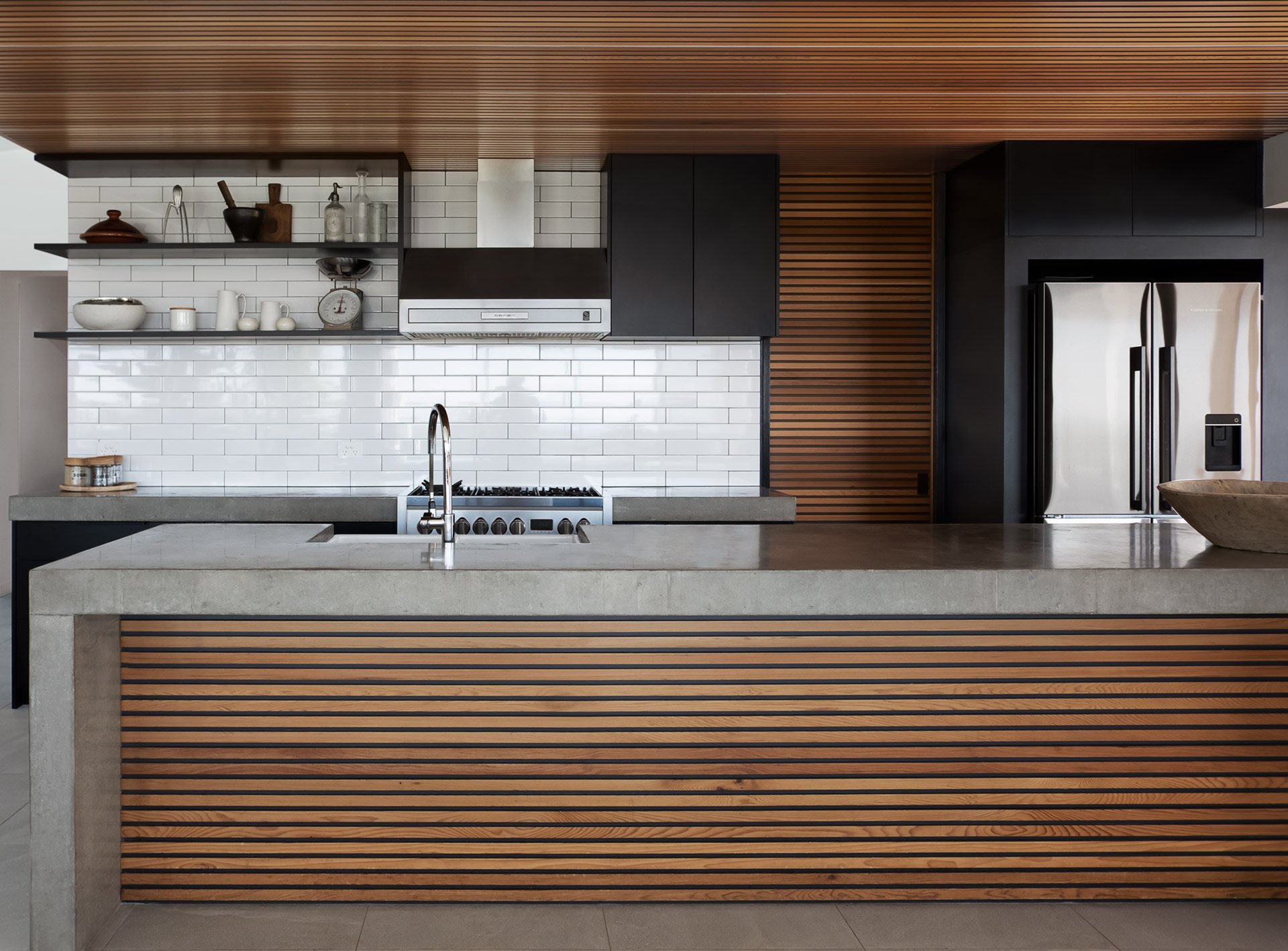 designer kitchen polished concrete benchtop federal kirsten cox photographer interiors 