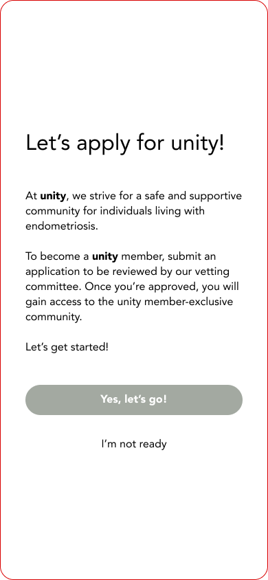 Wireframe of vetting process intro