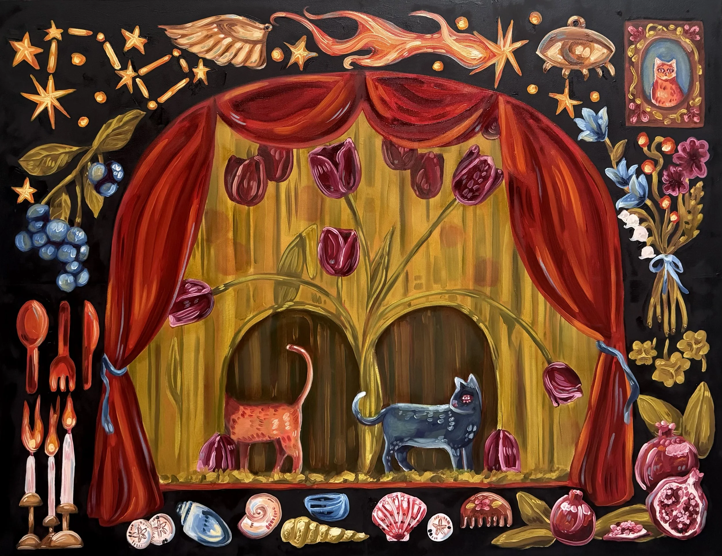 "look at me, look at me" 2026, oil on canvas, 36" x 48"